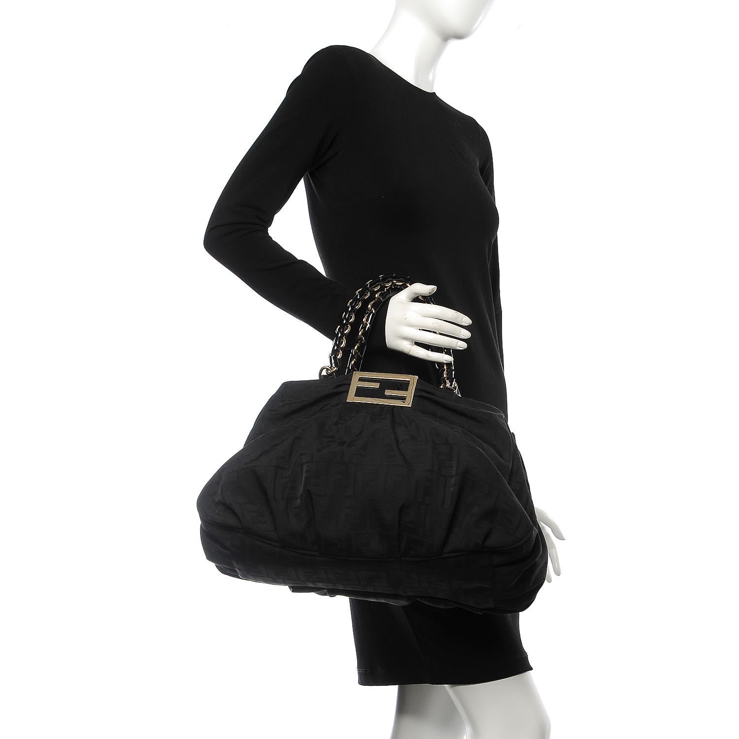 Fendi Zucca Enamel Mia Tote Black 2 of 8