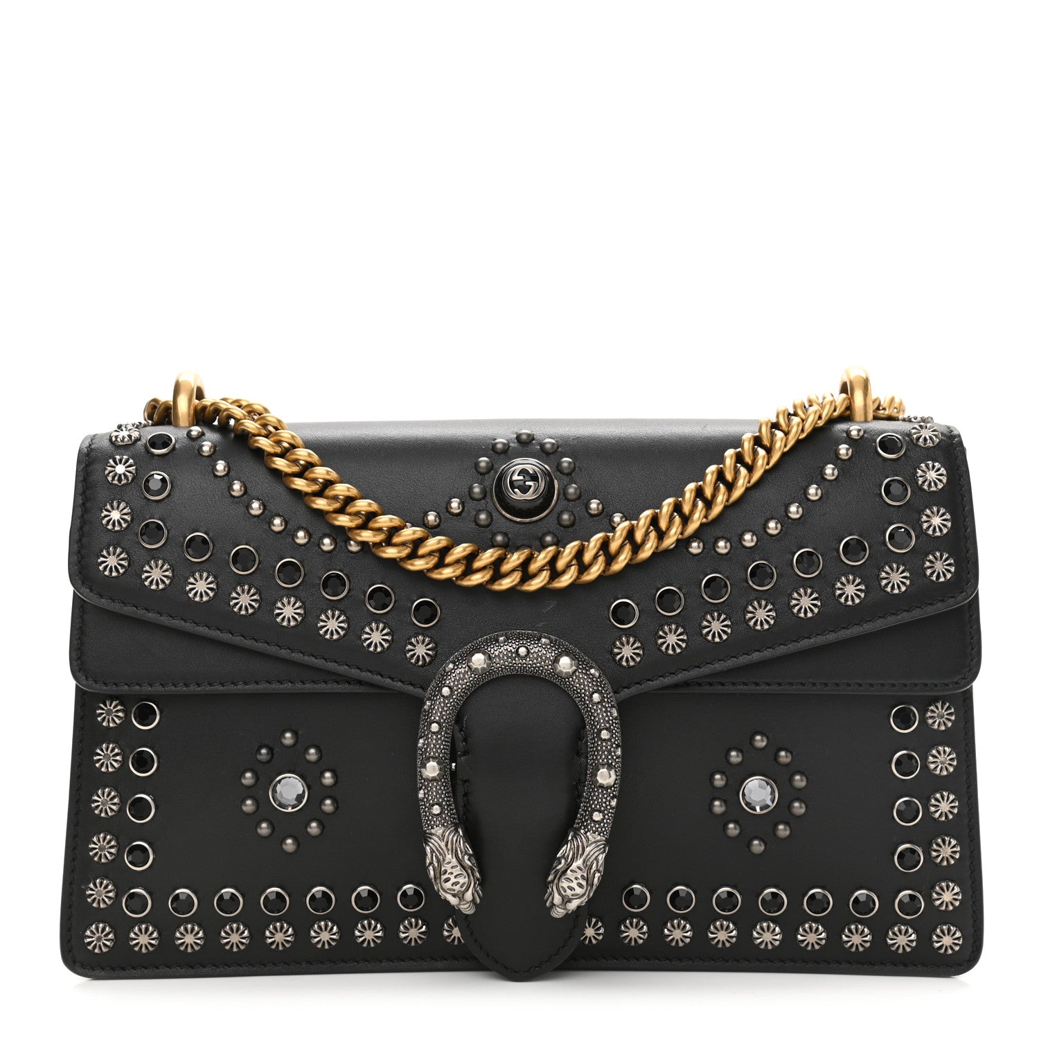 Gucci Calfskin Studded Small Dionysus Shoulder Bag Black 1 of 16