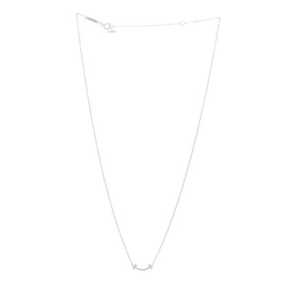 Tiffany 18K White Gold Diamond Mini T Smile Pendant Necklace 2 of 4