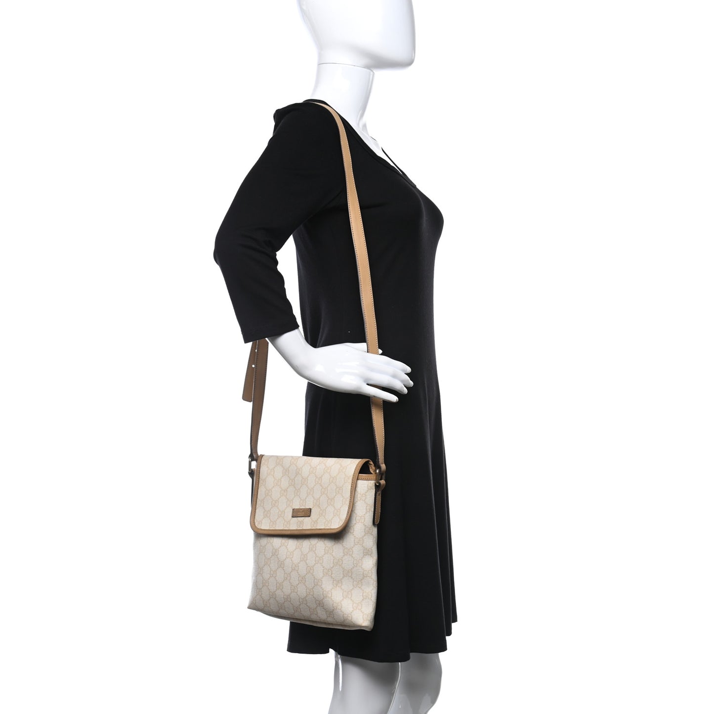 GG Plus Monogram Small Flap Messenger Bag White