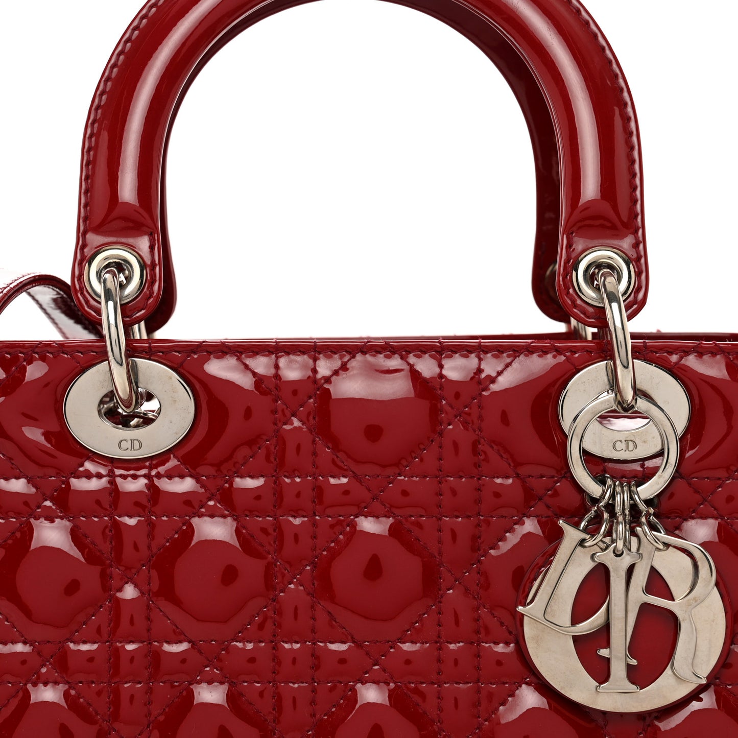 Patent Cannage Medium Lady Dior Red