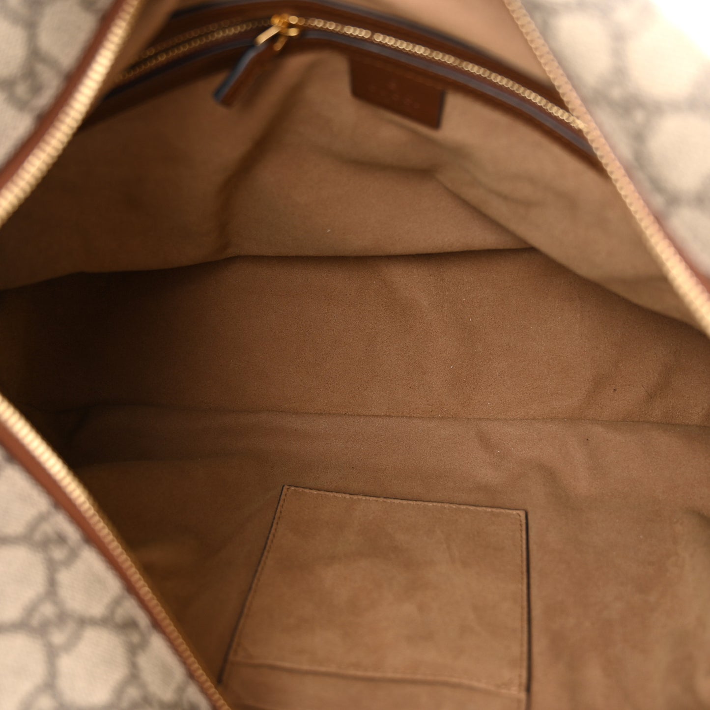 GG Supreme Monogram Large Linea A Hobo Light Brown