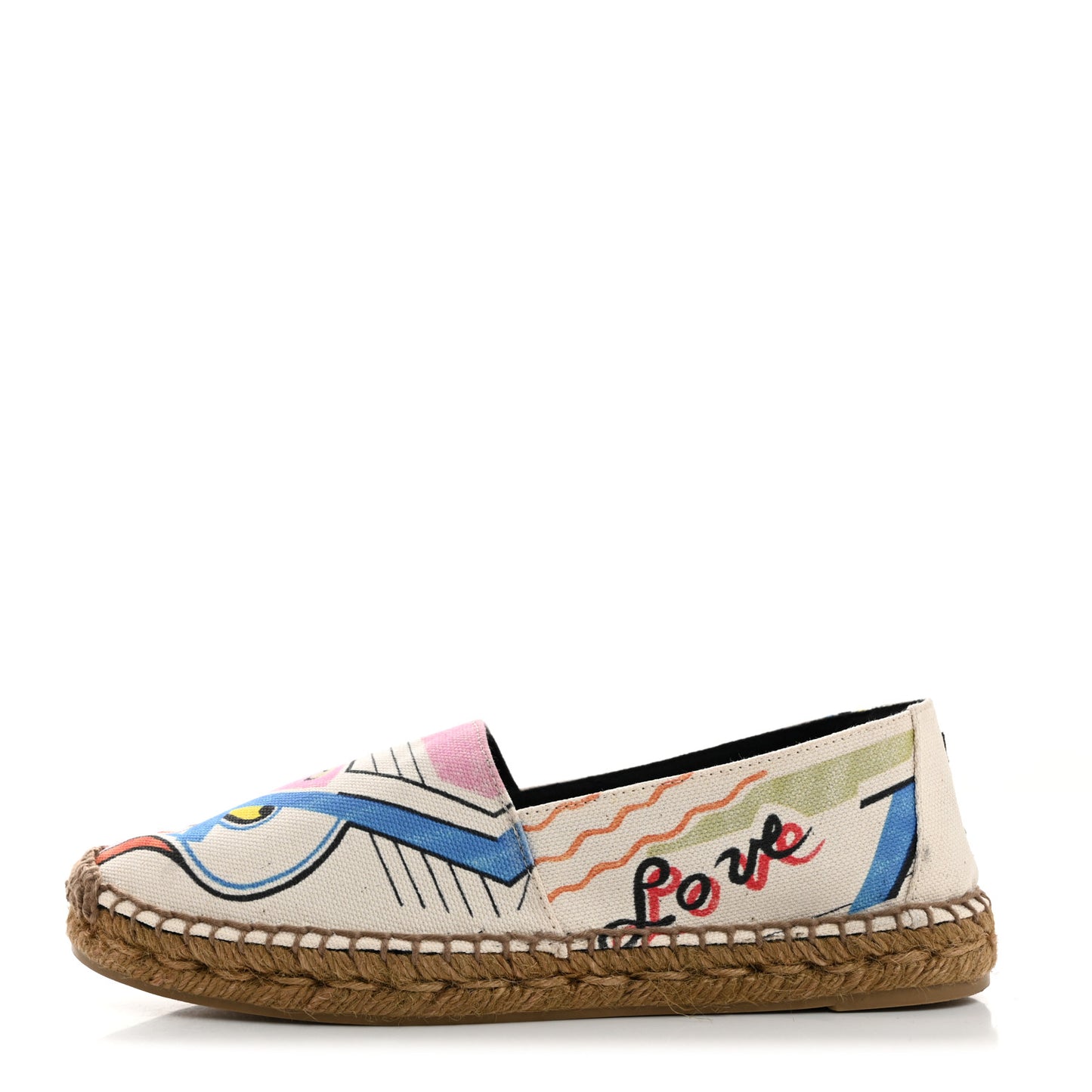 Canvas Love Print Elba Logo Embroidered Espadrilles 38 Multicolor
