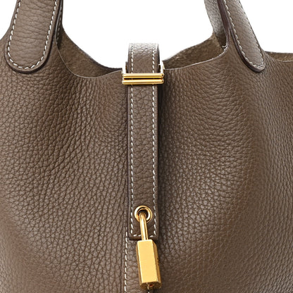 Hermes Taurillon Clemence Picotin Lock 18 PM Etoupe 8 of 13