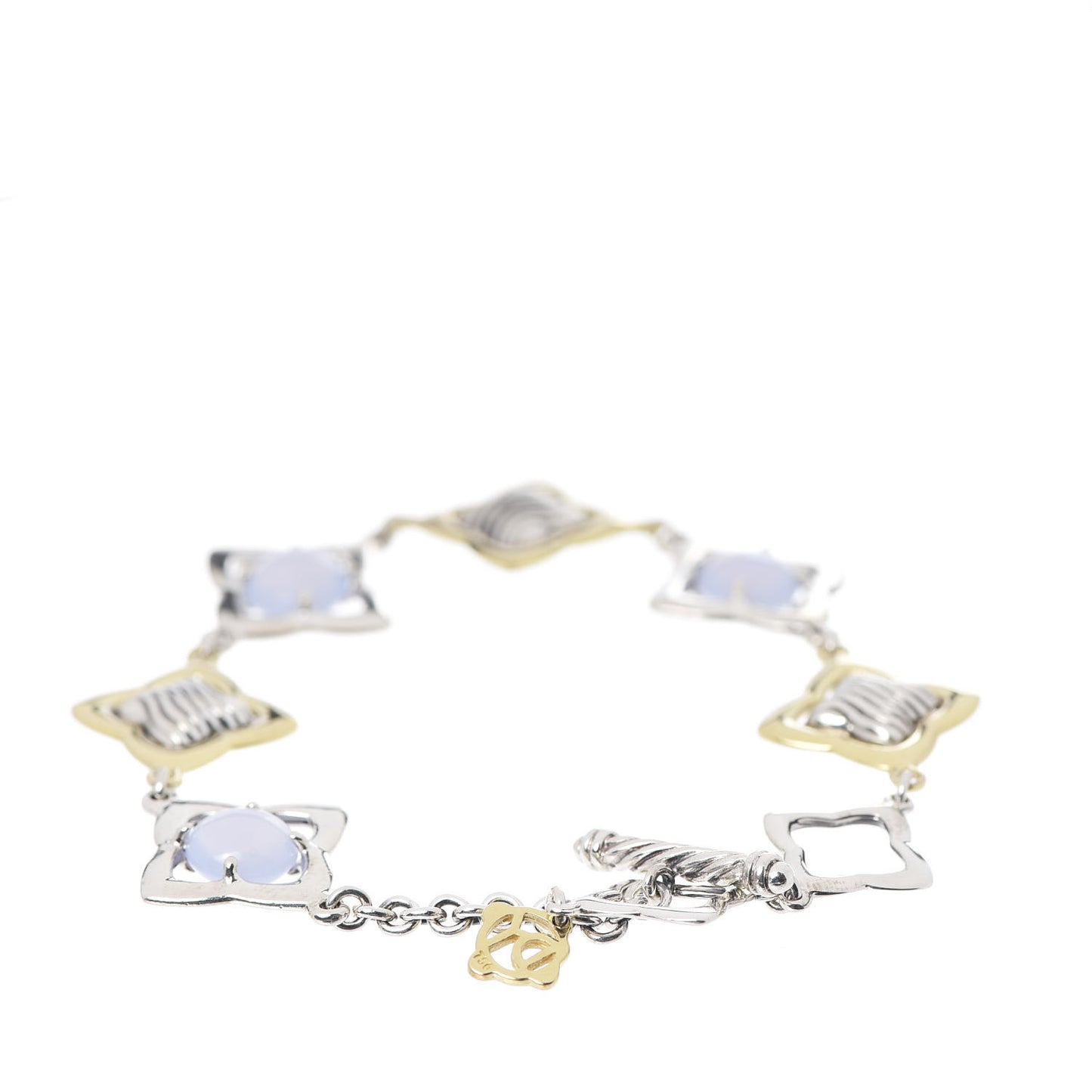 Sterling Silver 18K Yellow Gold Chalcedony Quatrefoil Bracelet
