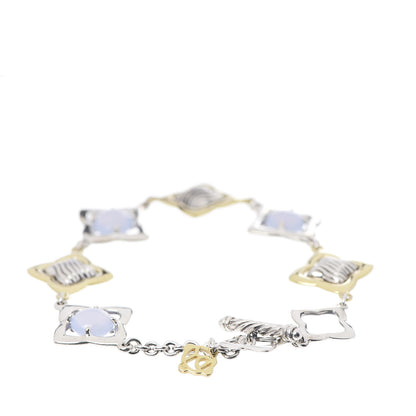 David Yurman Sterling Silver 18K Yellow Gold Chalcedony Quatrefoil Bracelet 3 of 4