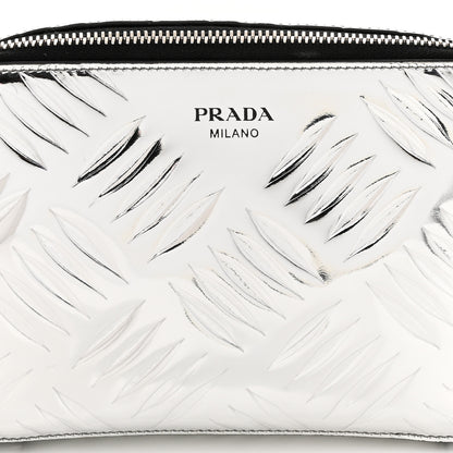Prada Spazzolato Embossed Small Brique Crossbody Bag Argento 8 of 10