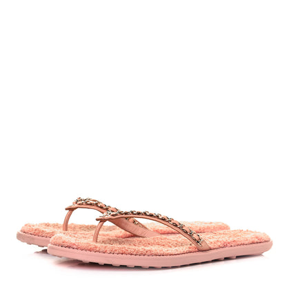 Chanel Calfskin CC Chain Thong Sandals 41 Pink 3 of 8