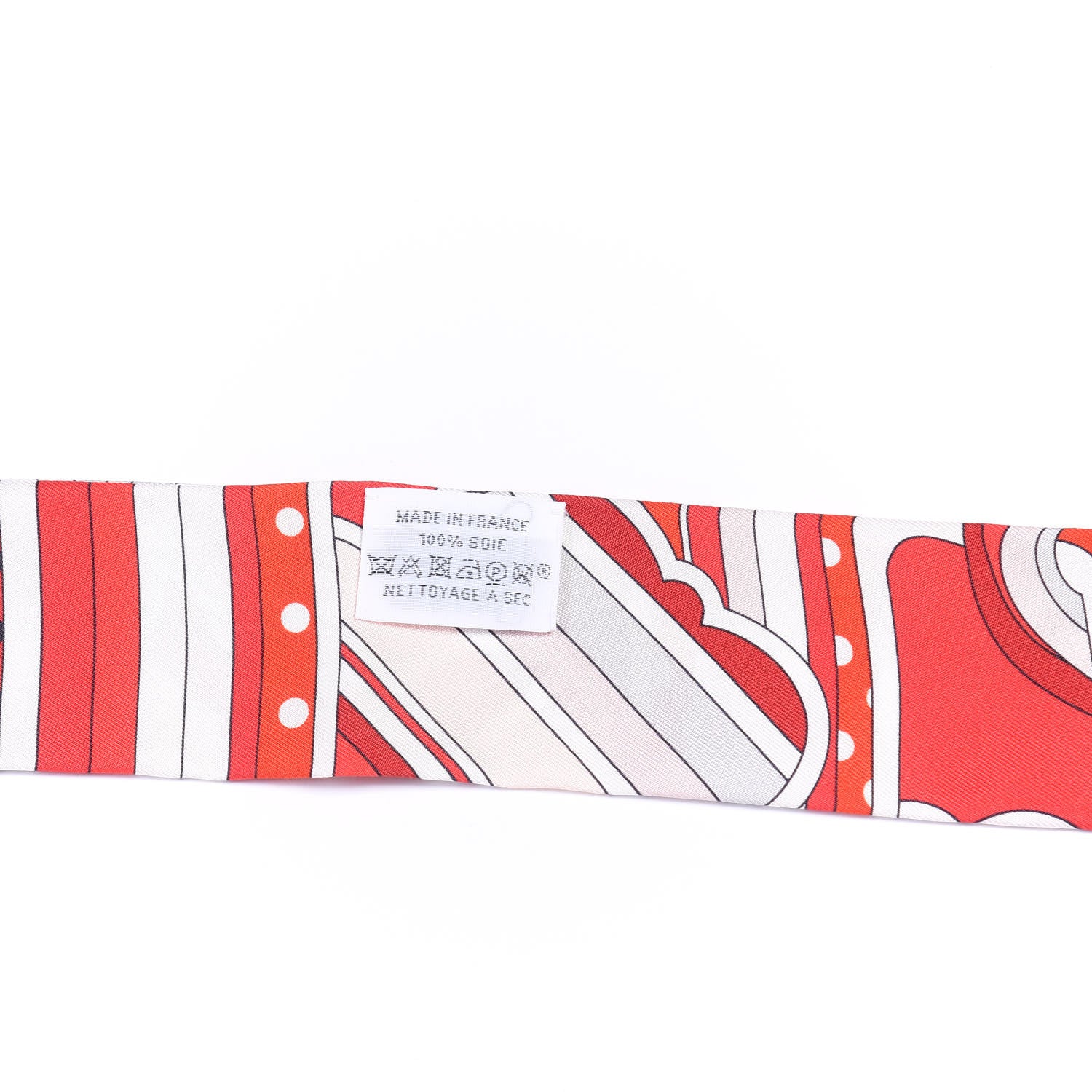 Hermes Silk Faubourg Rainbow Twilly Rouge White Bordeaux 3 of 4