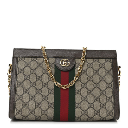 Gucci GG Supreme Monogram Web Small Ophidia Chain Shoulder Bag Brown 1 of 9