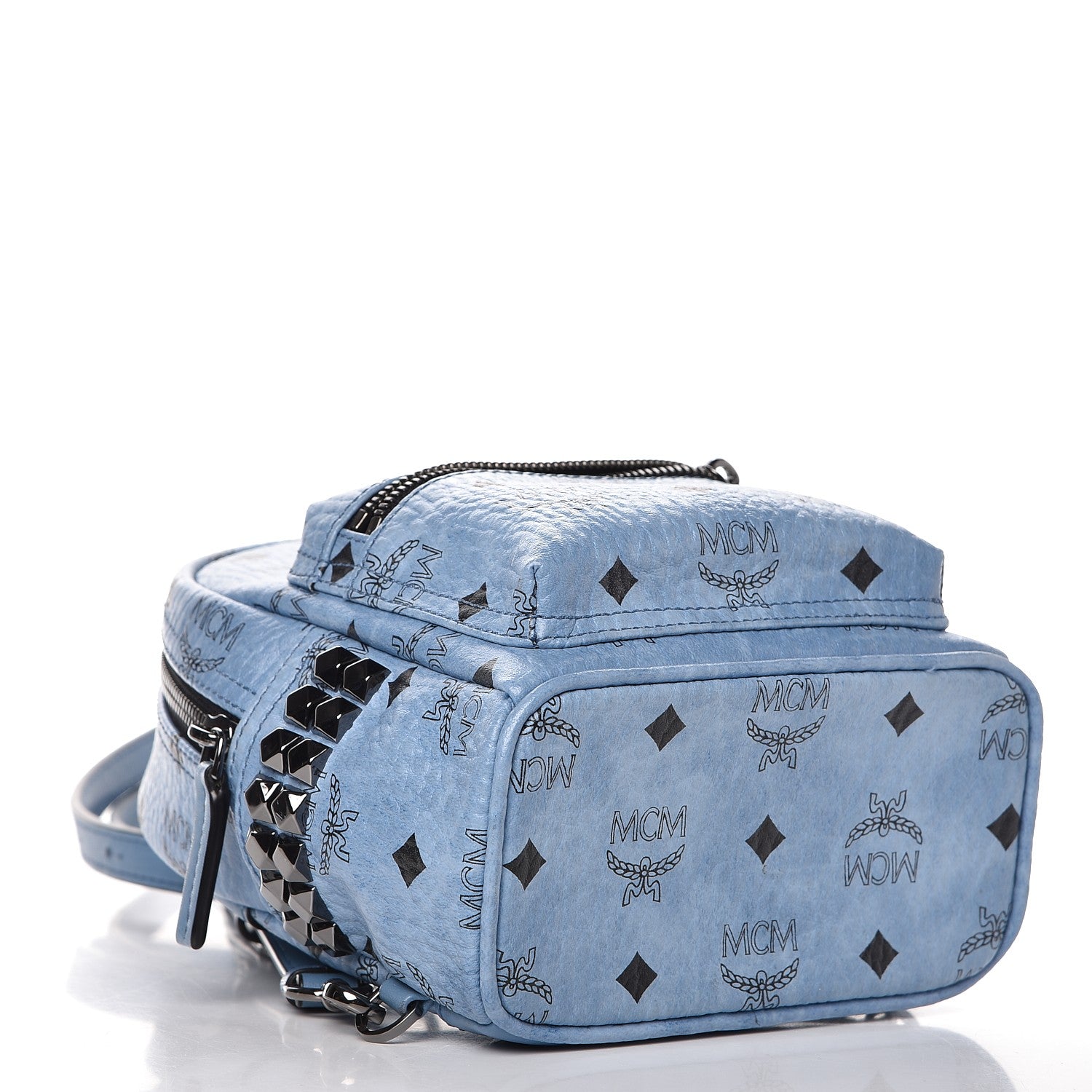 MCM Visetos Side Stud X-Mini Stark Bebe Boo Backpack Blue 4 of 10