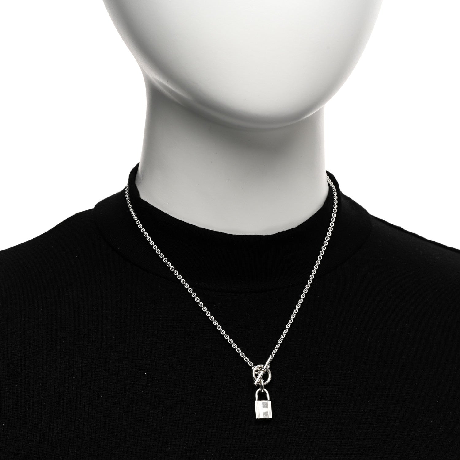 Hermes Sterling Silver Cadenas Kelly Lock Pendant Necklace 2 of 4