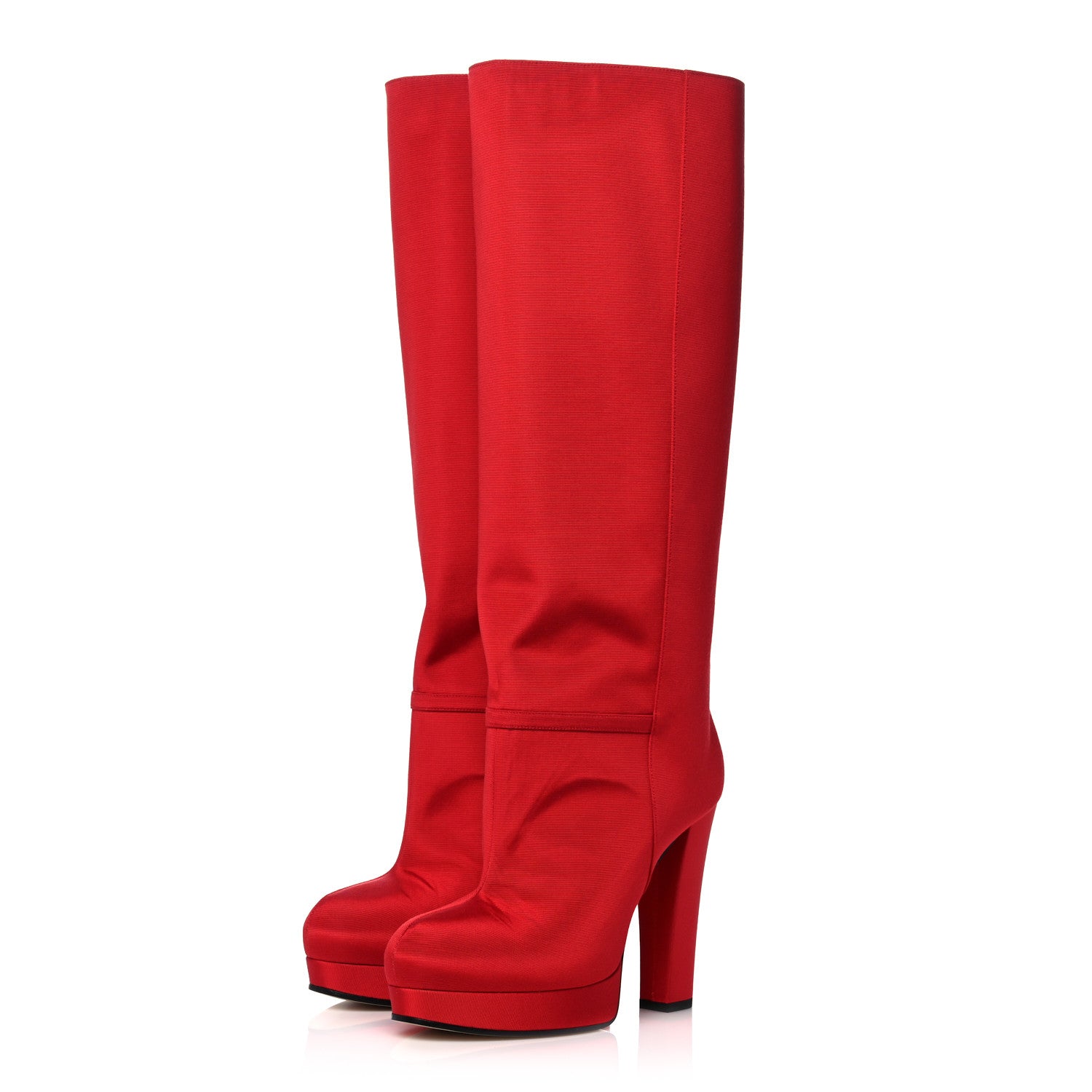 Gucci Twill Larius Knee High Boots 37 Heron Red 3 of 9