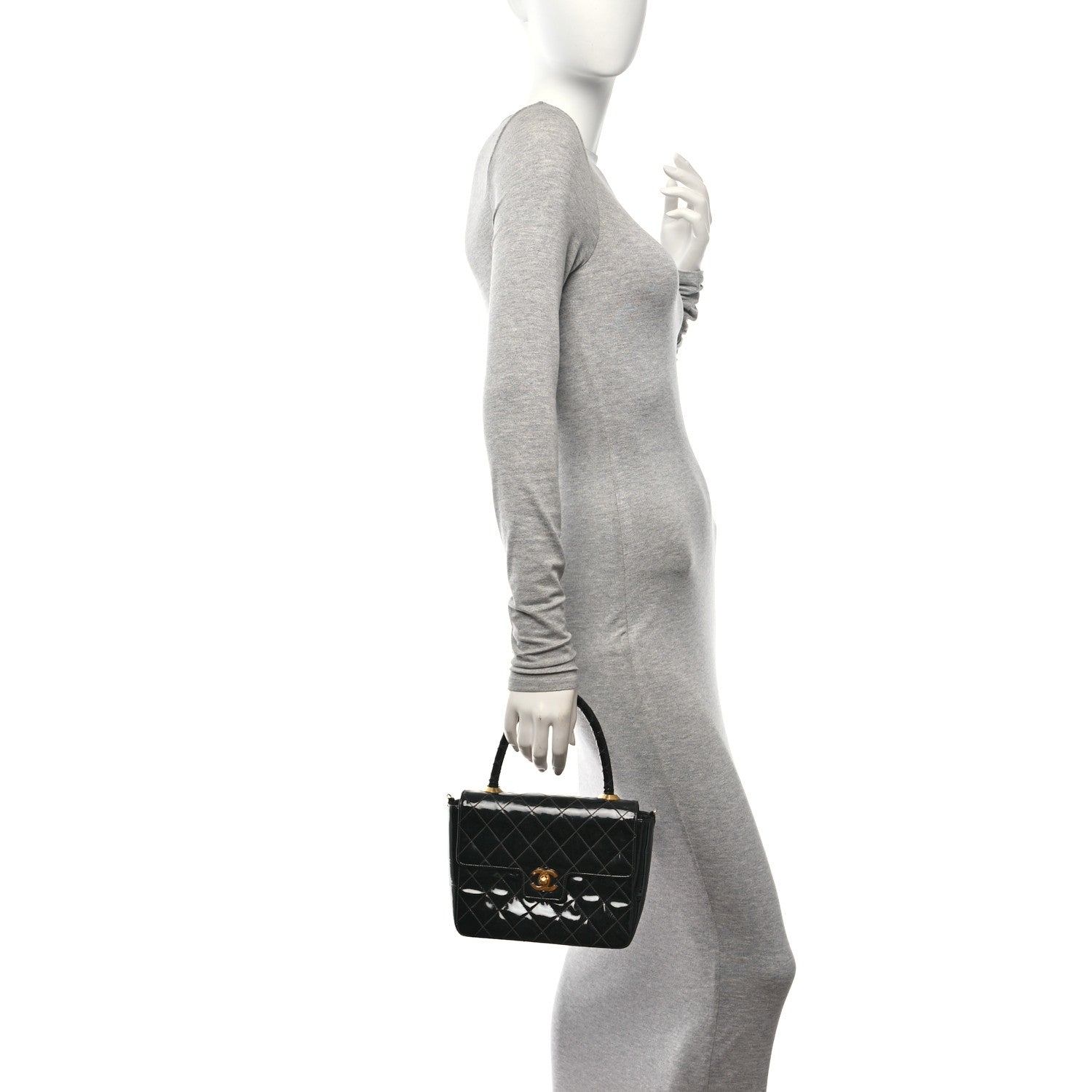 Chanel Patent Quilted Small Kelly Flap Bag Black 2 of 13