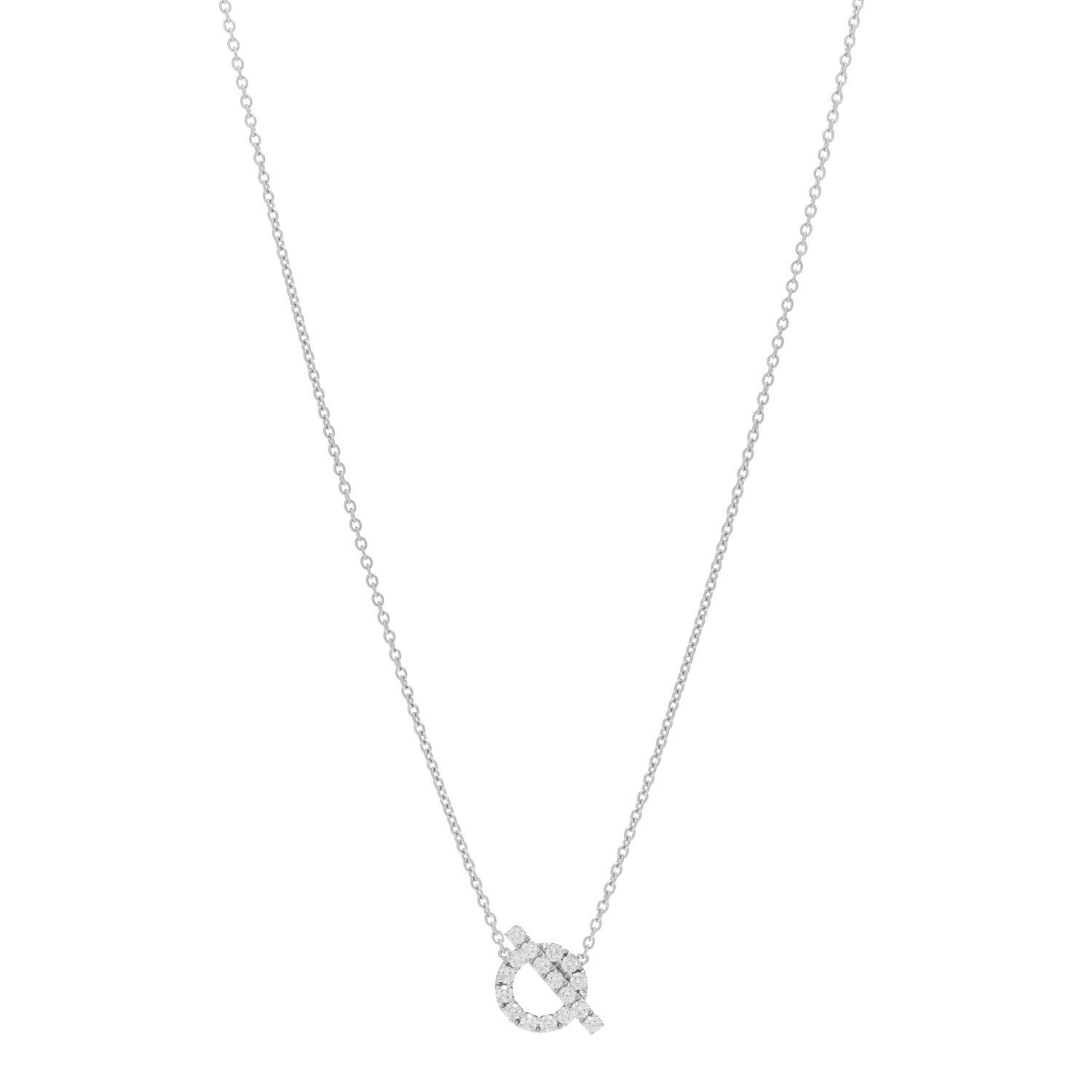 Hermes 18K White Gold Diamond Finesse Pendant Necklace 1 of 5