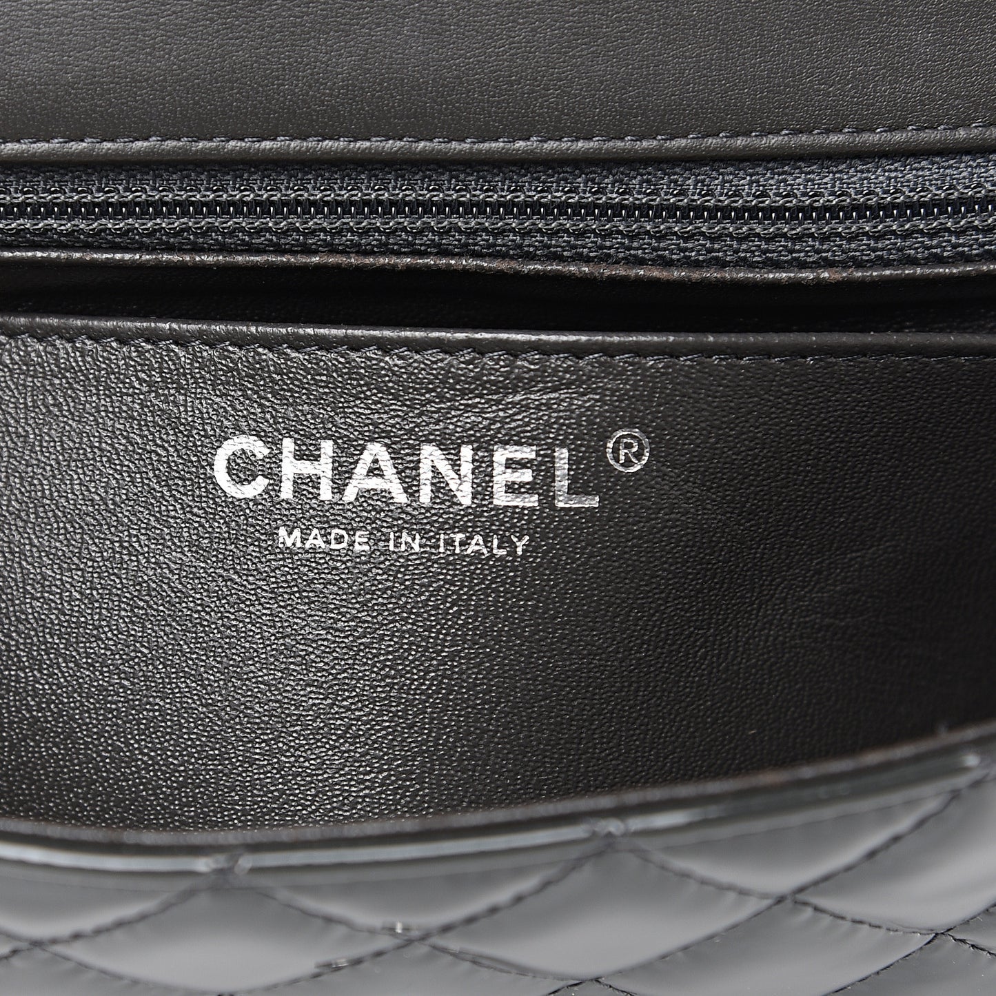 Patent Calfskin Quilted Mini Rectangular Flap Dark Grey