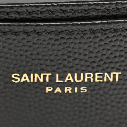 Saint Laurent Grain De Poudre Matelasse Chevron Monogram Flap Card Case Black 7 of 9