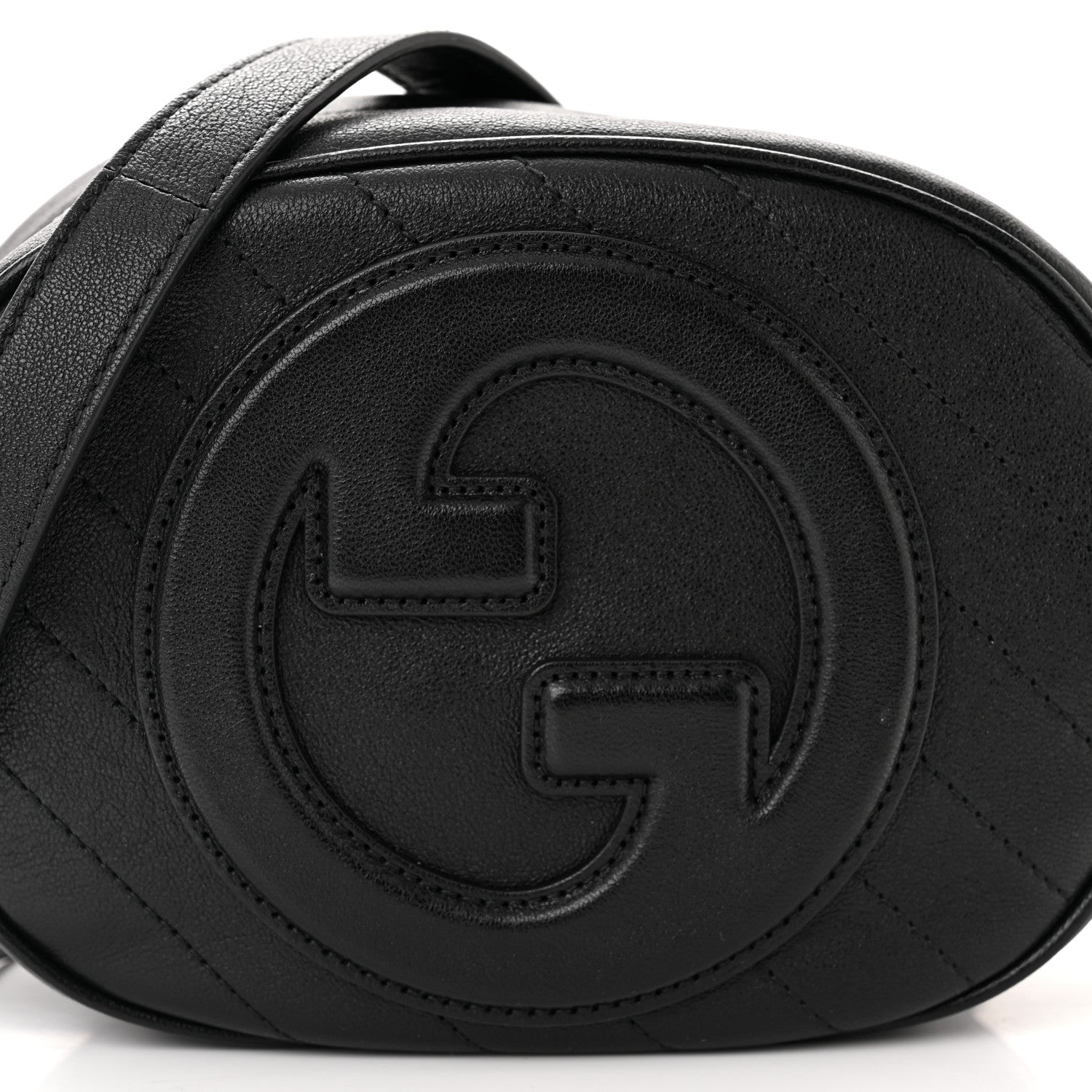 Gucci Sakai Be Green Calfskin Diagonal Stitched Mini Blondie Shoulder Bag Black 8 of 10