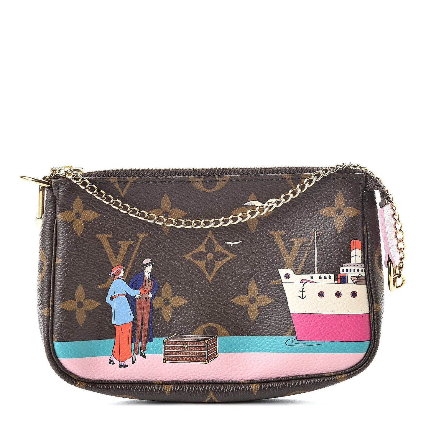 Monogram 2016 Christmas Animation Mini Pochette Accessories Rose Ballerine