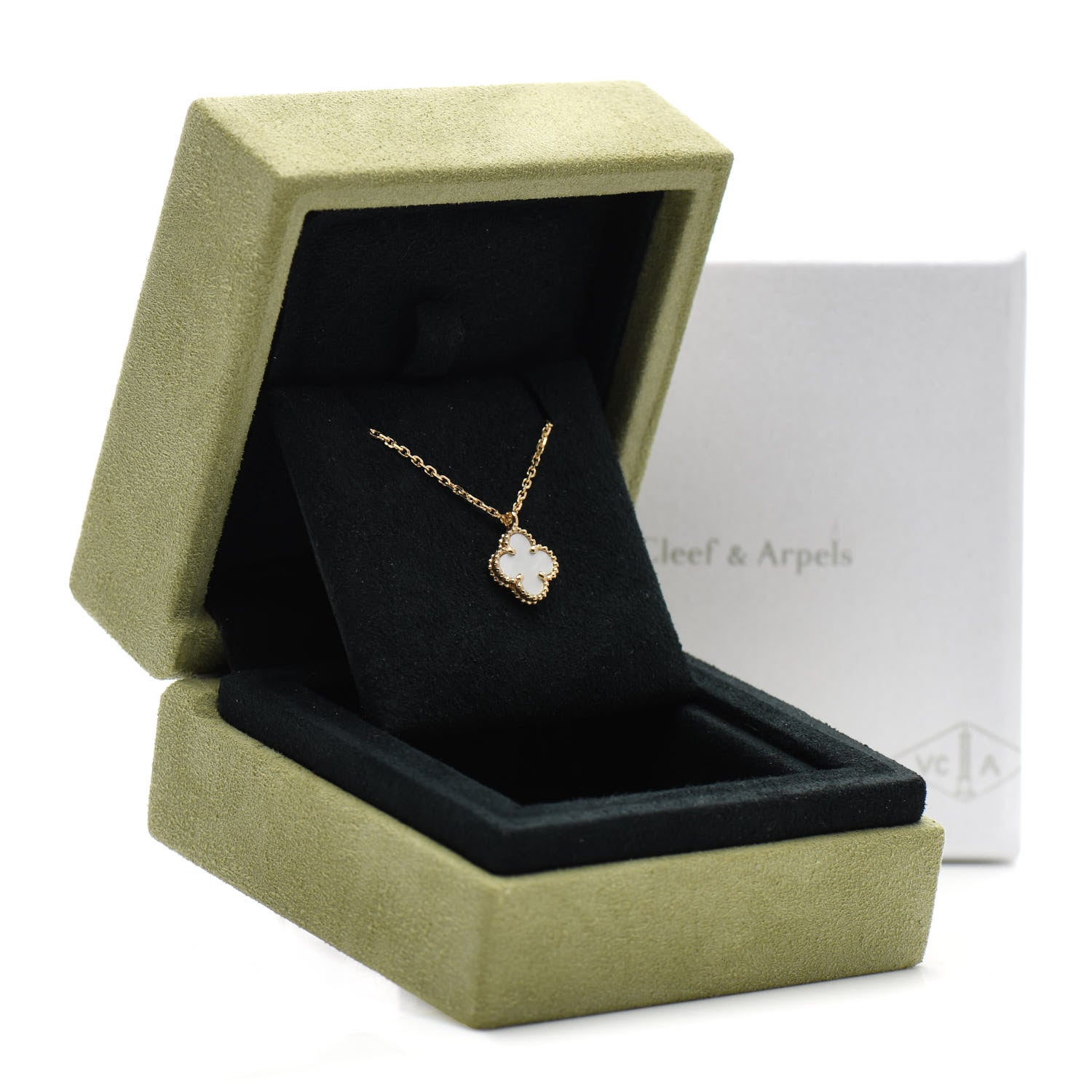 Van Cleef & Arpels 18K Yellow Gold Mother of Pearl Sweet Alhambra Pendant Necklace 5 of 5