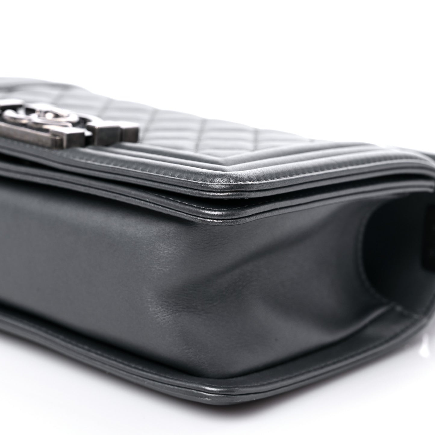 Lambskin Quilted Small Boy Flap Dark Grey