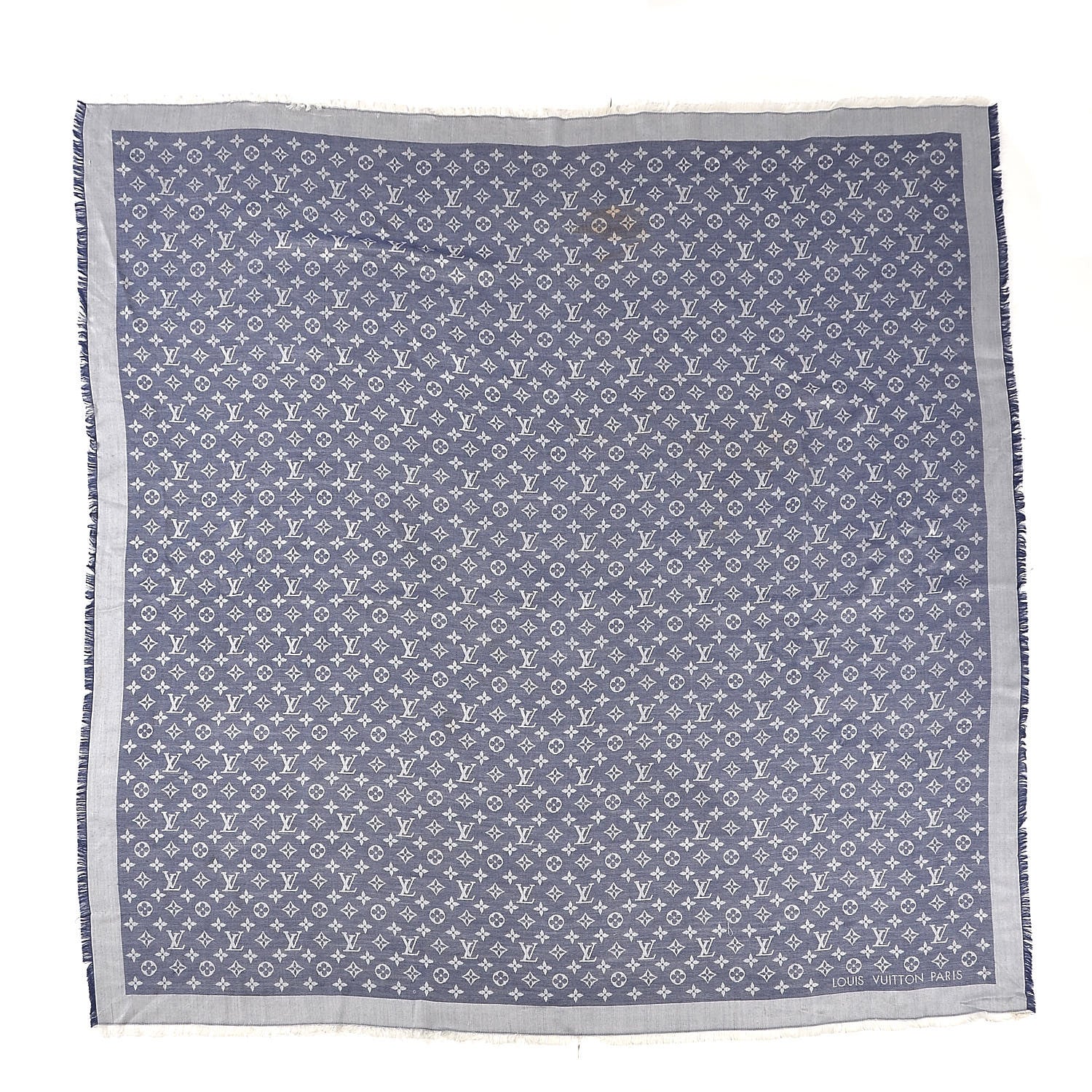 Louis Vuitton Silk Wool Monogram Denim Shawl Blue 1 of 7