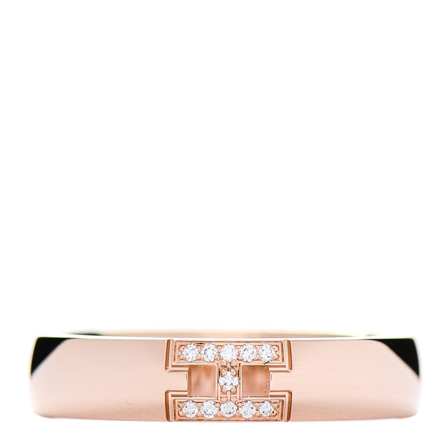 Hermes 18K Rose Gold Diamond Ever Herakles Wedding Band Ring 47 4 1 of 5