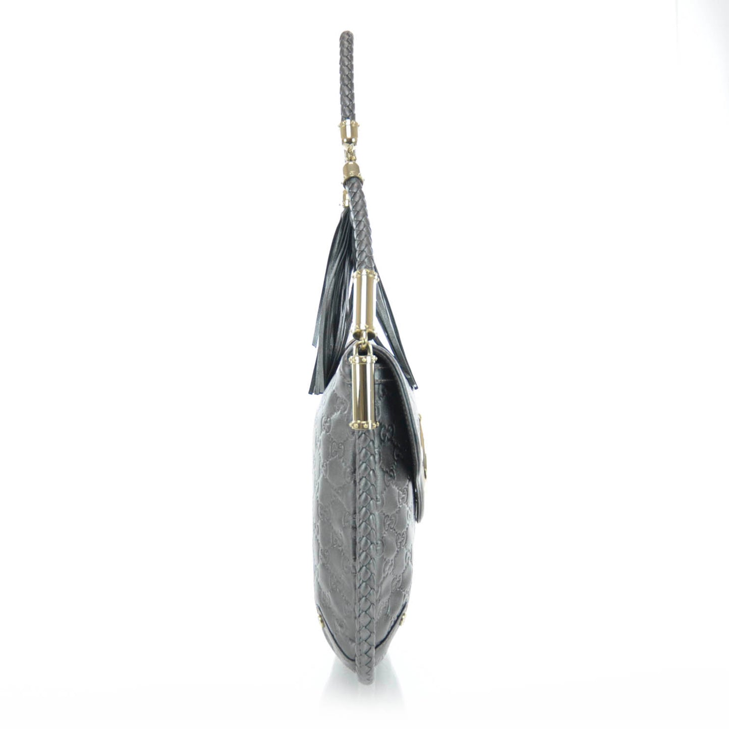 Guccissima Britt Tassel Shoulder Bag Gunmetal