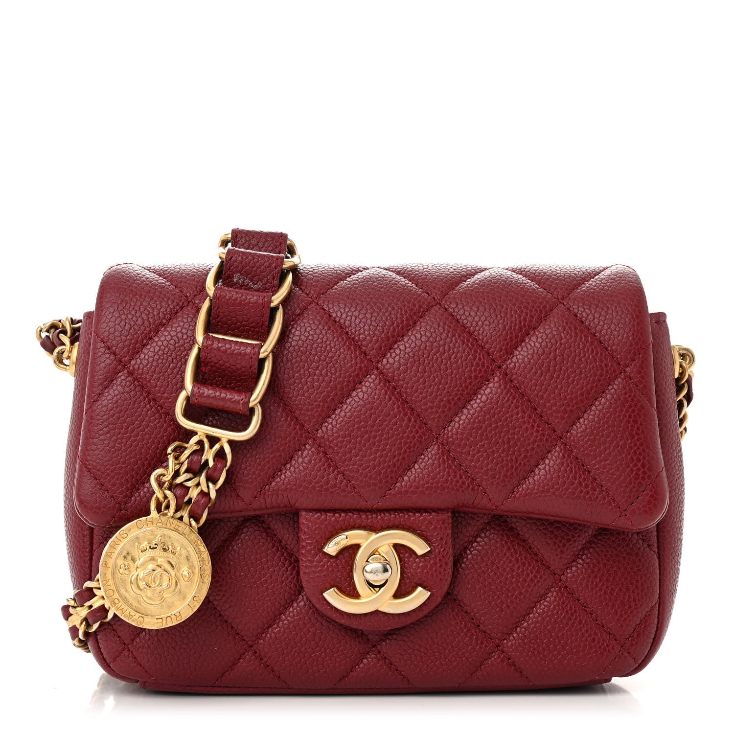 Chanel Caviar Quilted Mini Chain Soul Flap Burgundy 1 of 11