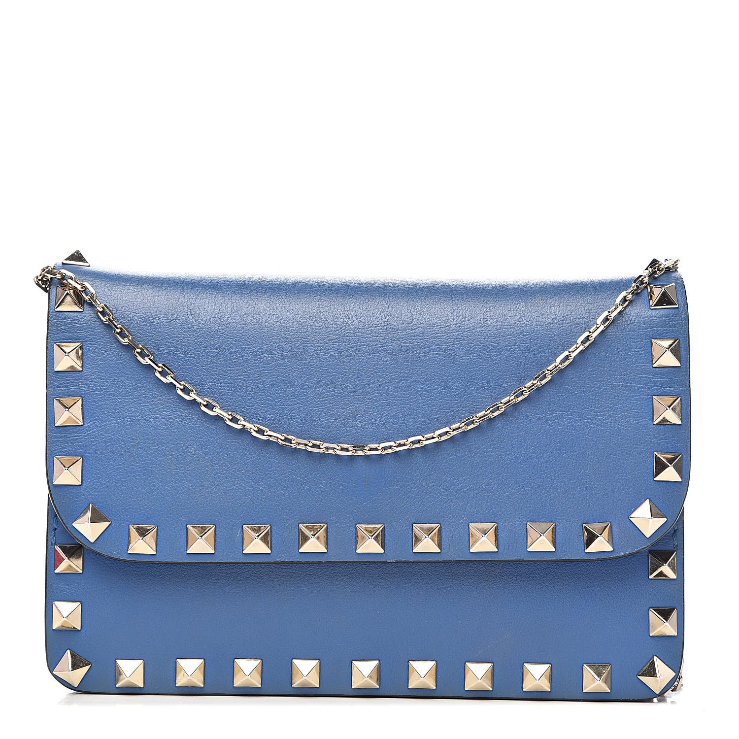 Valentino Garavani Vitello Rockstud Chain Flap Crossbody Bag Light Sapphire 1 of 12