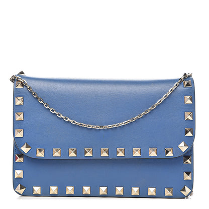 Valentino Garavani Vitello Rockstud Chain Flap Crossbody Bag Light Sapphire 1 of 12