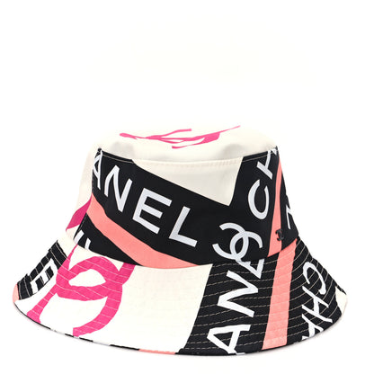 Chanel Cotton Logo Cloche Hat S Ecru Black Pink 7 of 9