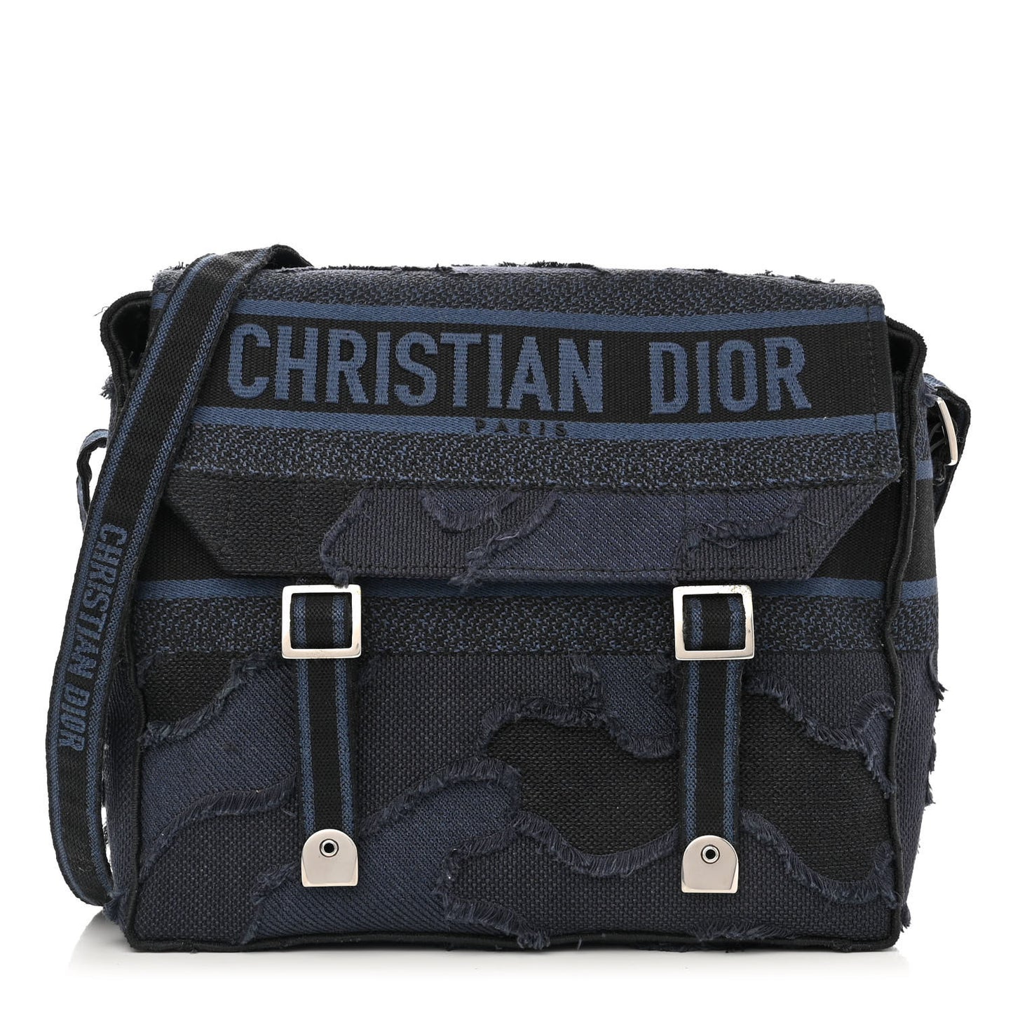 Canvas Embroidered Camouflage Diorcamp Messenger Navy