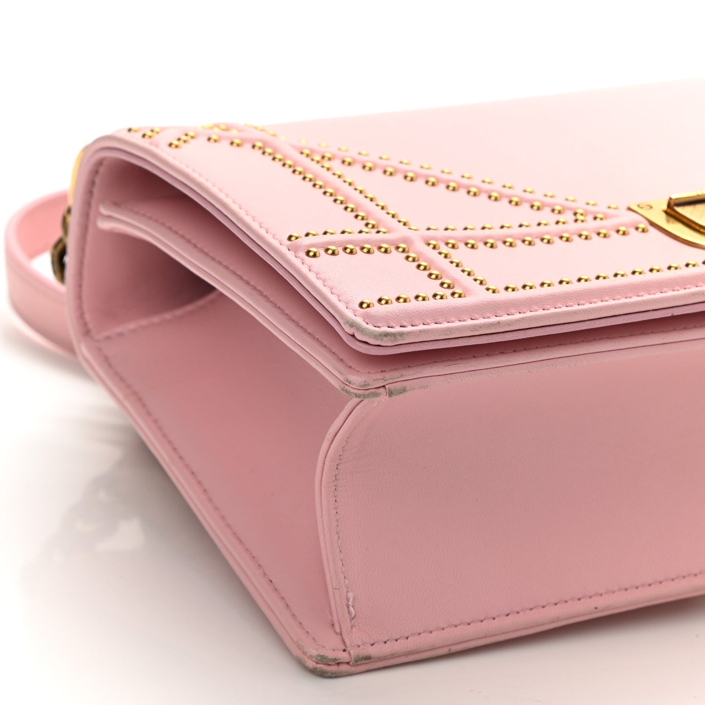 Lambskin Studded Small Diorama Flap Bag Pink