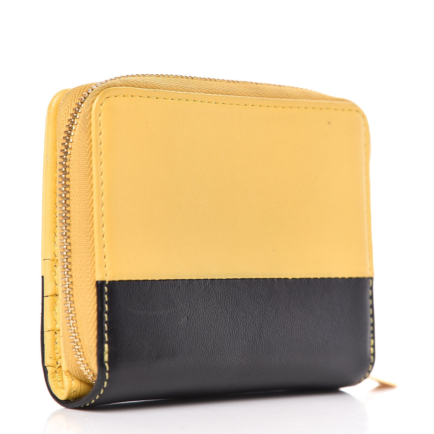 Celine Lambskin Compact Wallet Sun Yellow Black 3 of 18