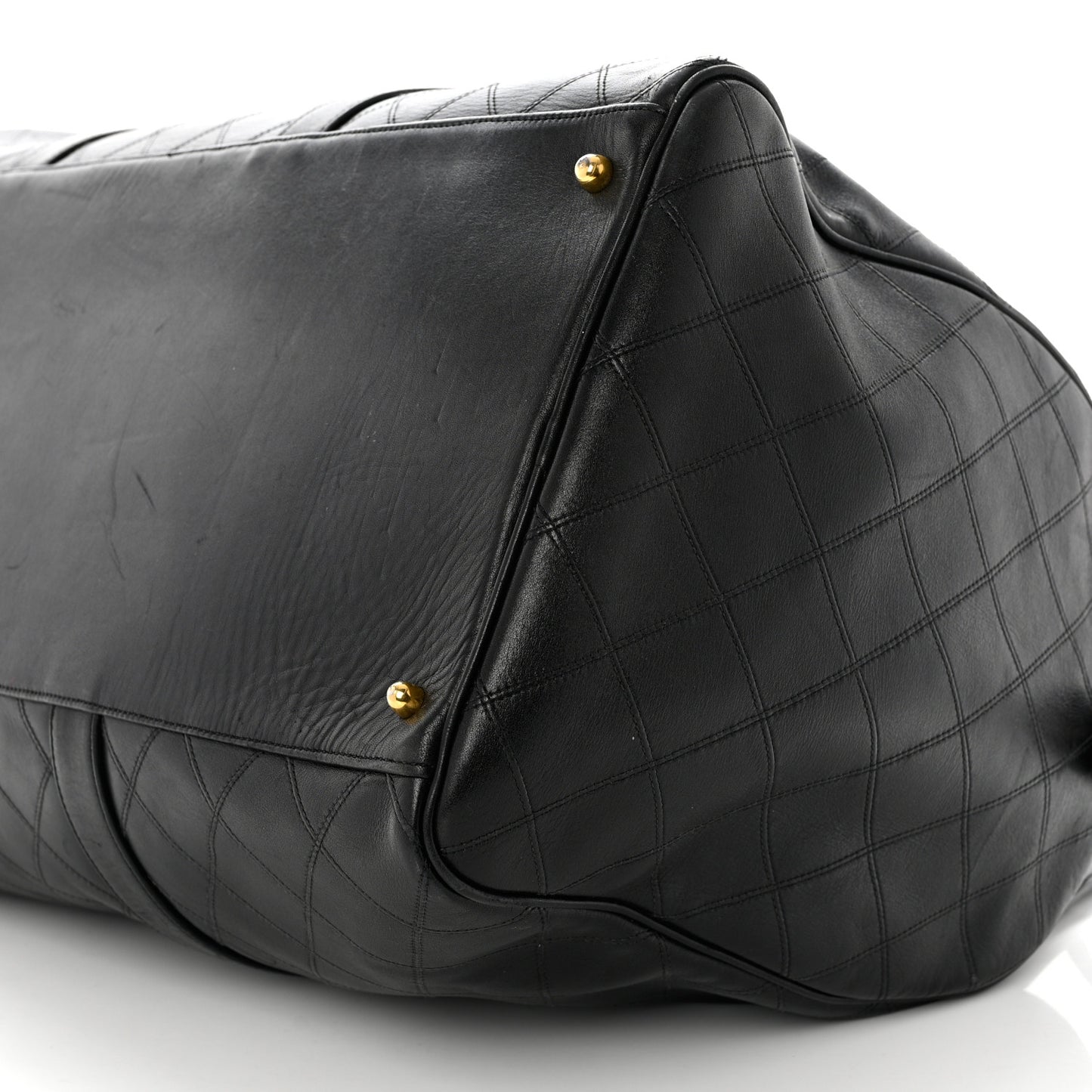 Calfskin Stitched Duffel Bag Black