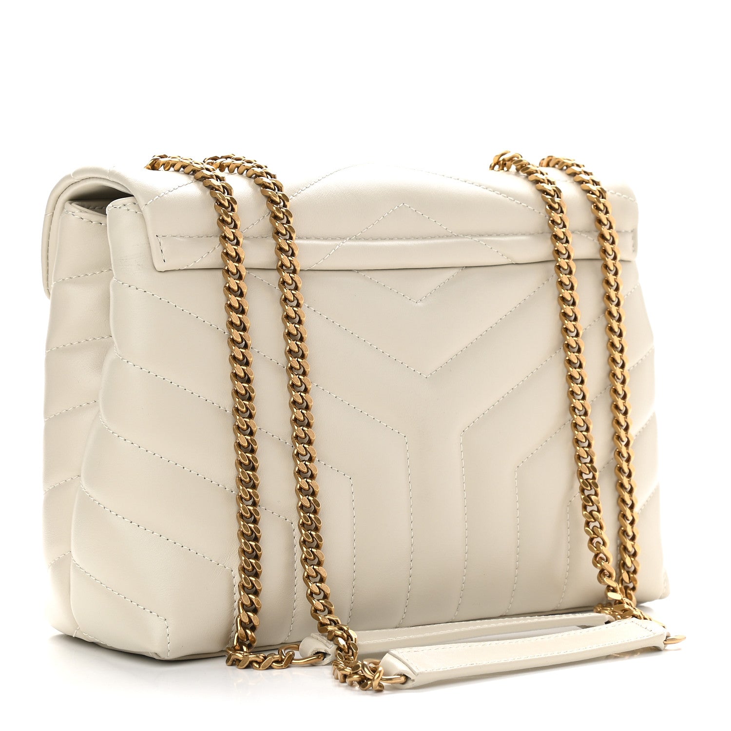 Saint Laurent Calfskin Y Quilted Monogram Small Loulou Chain Satchel Crema Soft 3 of 8