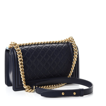 Chanel Lambskin Quilted Medium Boy Flap Dark Blue 3 of 12