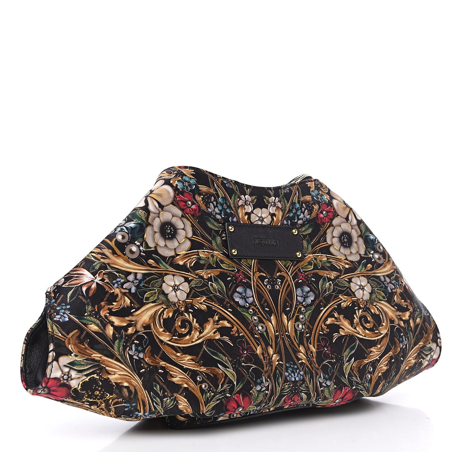 Silk Floral Print De Manta Clutch Black Multicolor