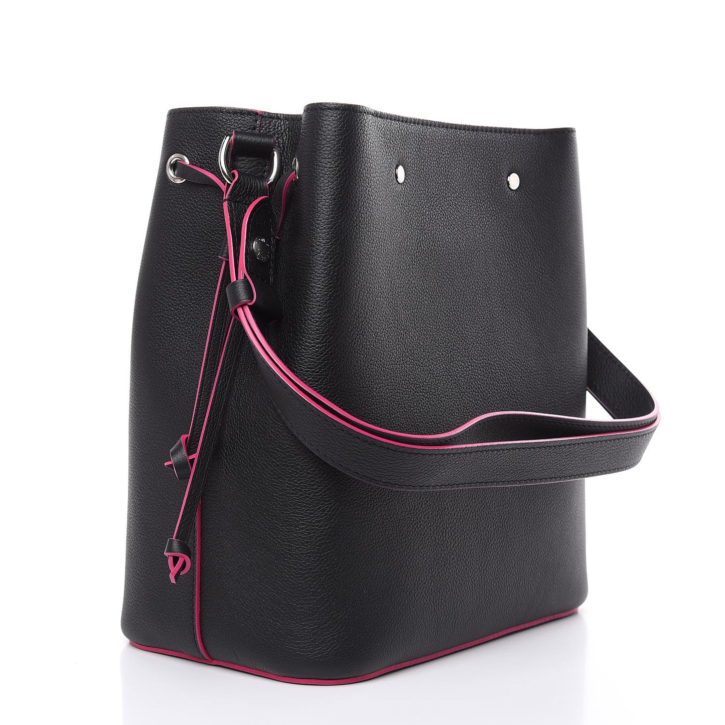 Calfskin Lockme Bucket Black
