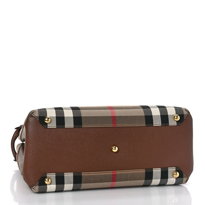 Burberry House Check Grainy Calfskin Medium Banner Tote Brown 3 of 7