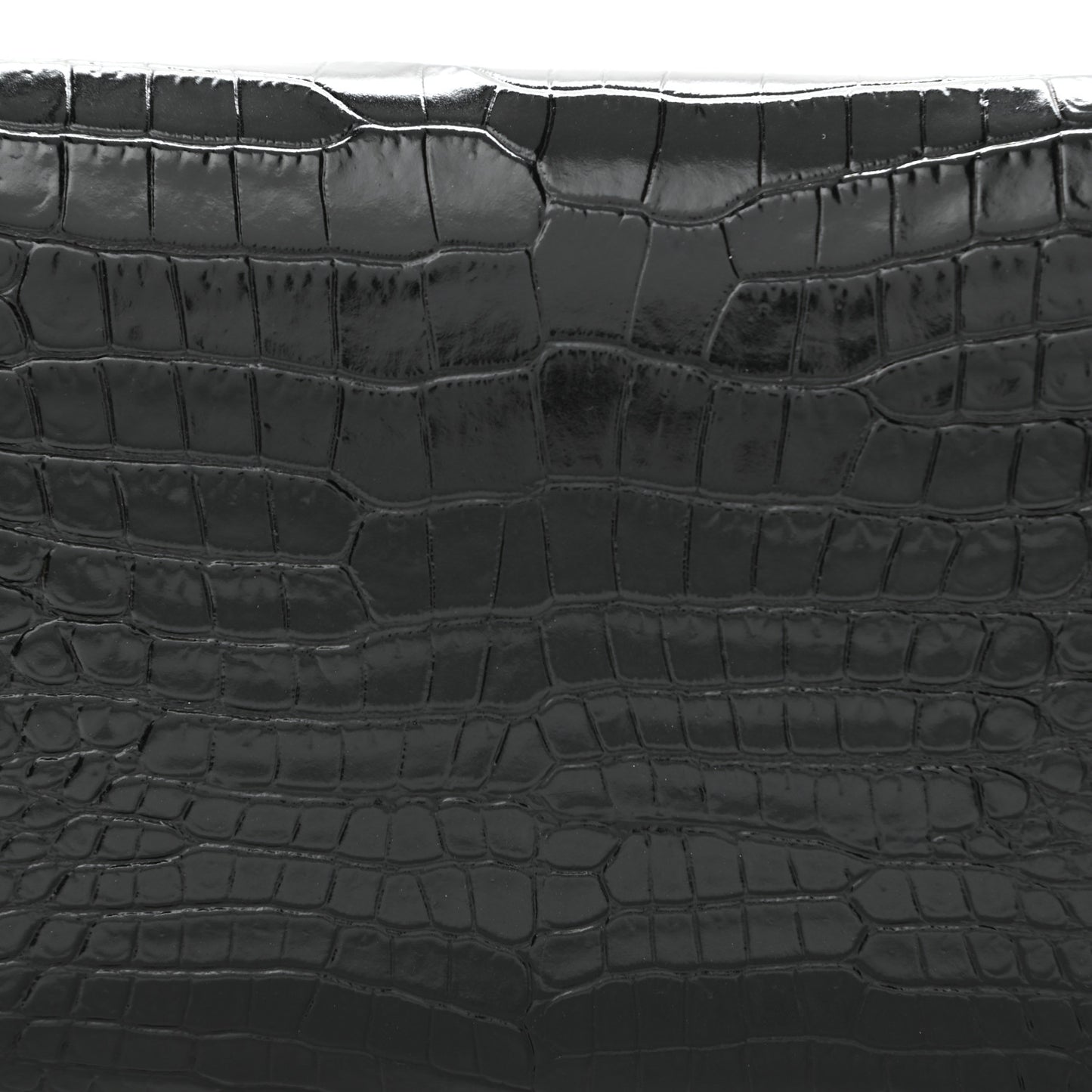 Calfskin Crocodile Embossed Monogram Uptown Chain Wallet Black