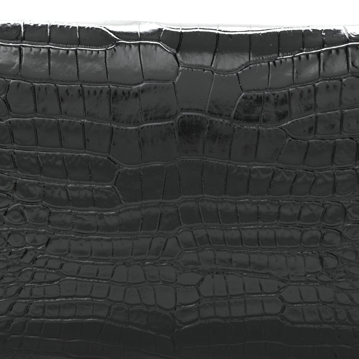 Saint Laurent Calfskin Crocodile Embossed Monogram Uptown Chain Wallet Black 7 of 10