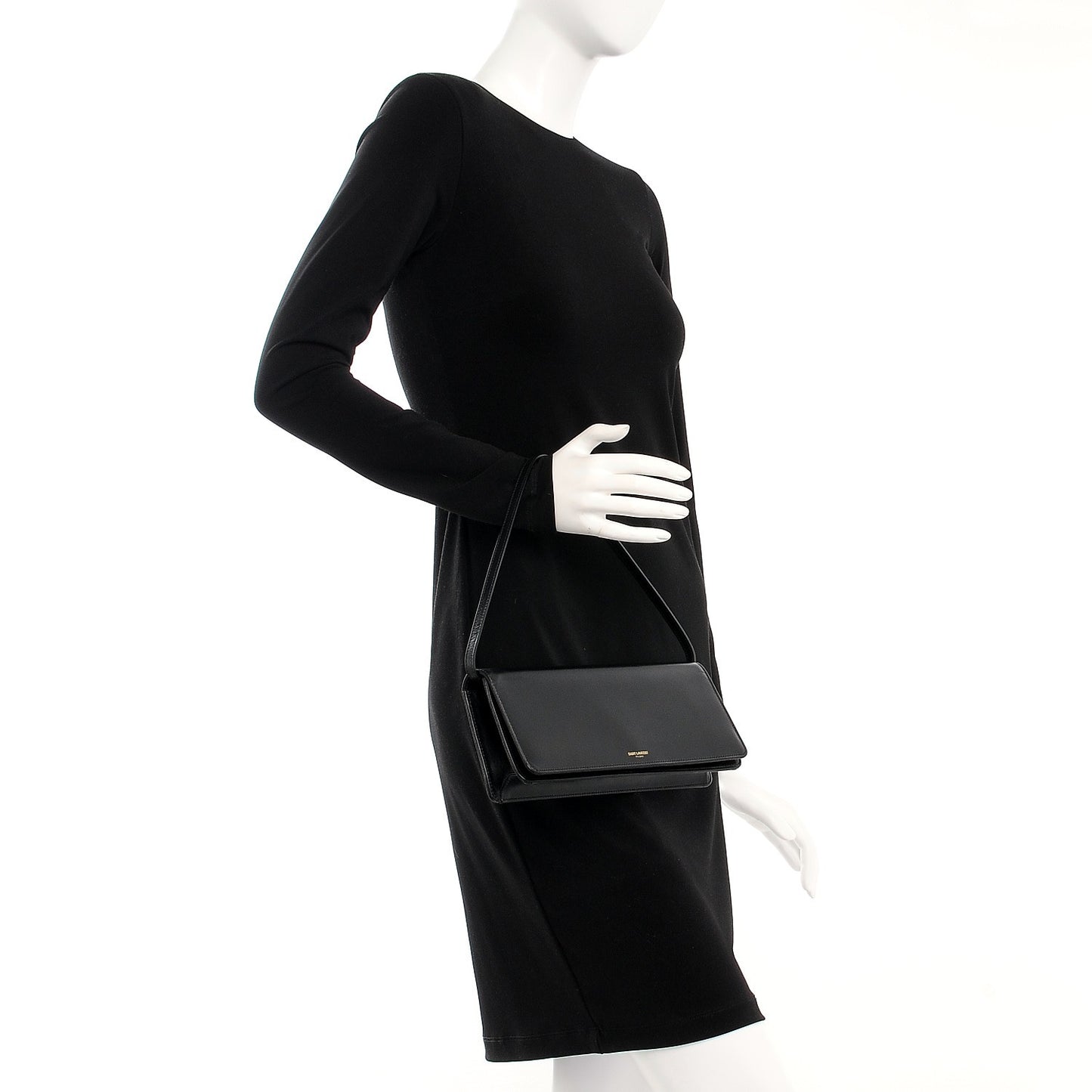 Smooth Calfskin Medium Marquage Clutch Black