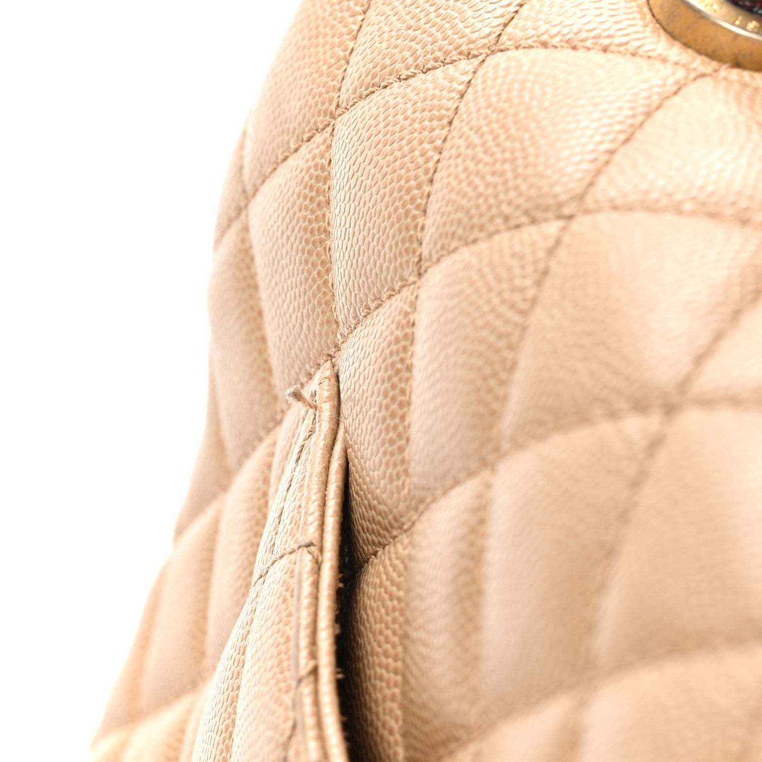 Chanel Caviar Lizard Embossed Quilted Small Coco Handle Flap Beige 15 of 16