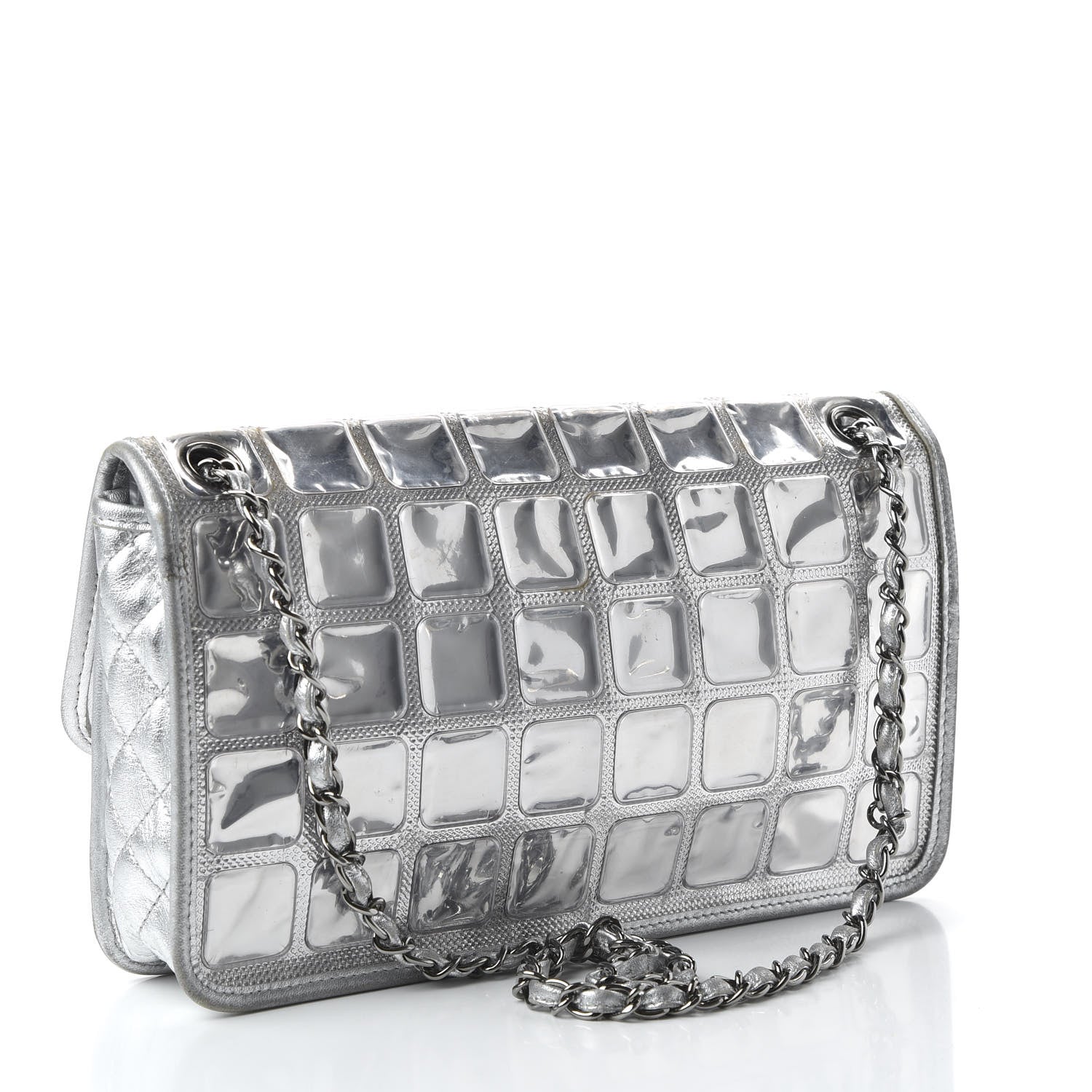 Chanel Vinyl Large Ice Cube Flap Silver 3 of 11