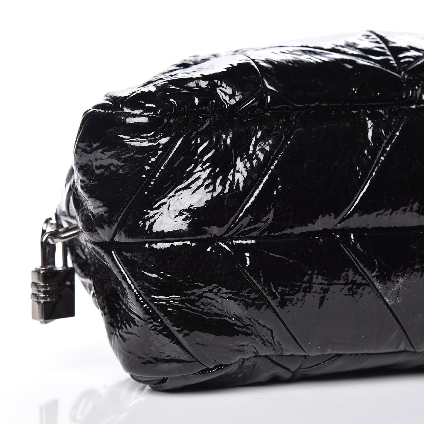 Vernice Chevron Dome Satchel Black