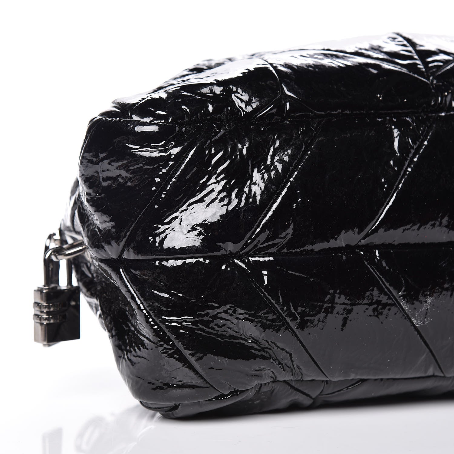 Prada Vernice Chevron Dome Satchel Black 10 of 12