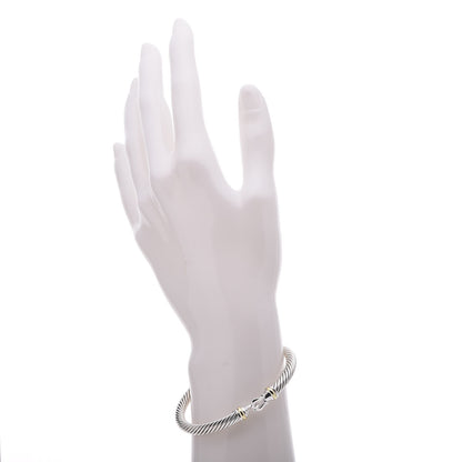 David Yurman Sterling Silver 18K Yellow Gold 5mm Cable Classic Buckle Bracelet 2 of 4