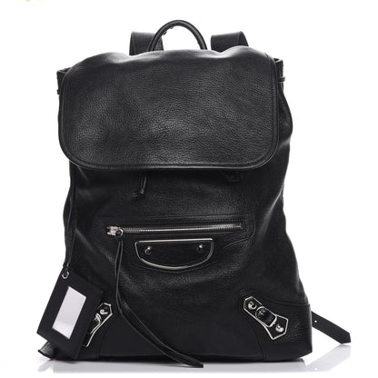 Balenciaga Chevre Silver Metallic Edge Hardware Backpack Black 1 of 7